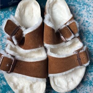 Birkenstock Arizona Mink Shearling Sandals